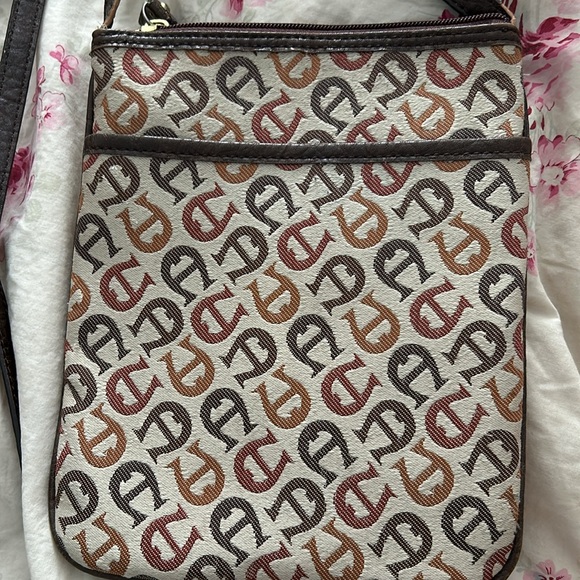 Etienne Aigner Crossbody Purse Leather Canvas Long - Picture 4 of 8